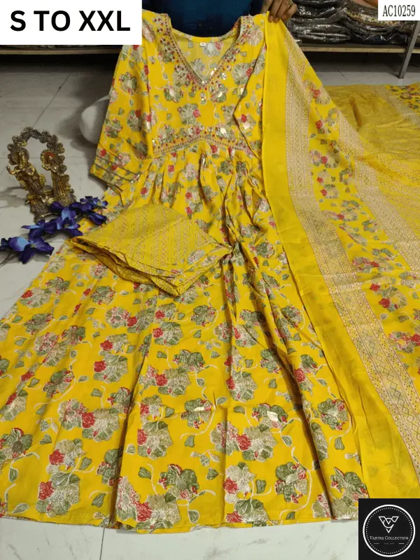 HEAVY ALIACUT KURTA PANT DUPATTA S TO XXL - DESIGN 10 - VASTRA COLLECTION