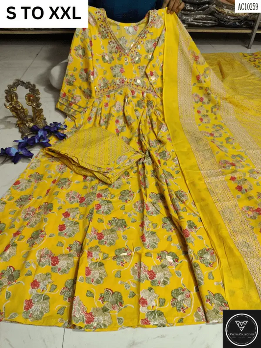 HEAVY ALIACUT KURTA PANT DUPATTA S TO XXL - DESIGN 10 - VASTRA COLLECTION