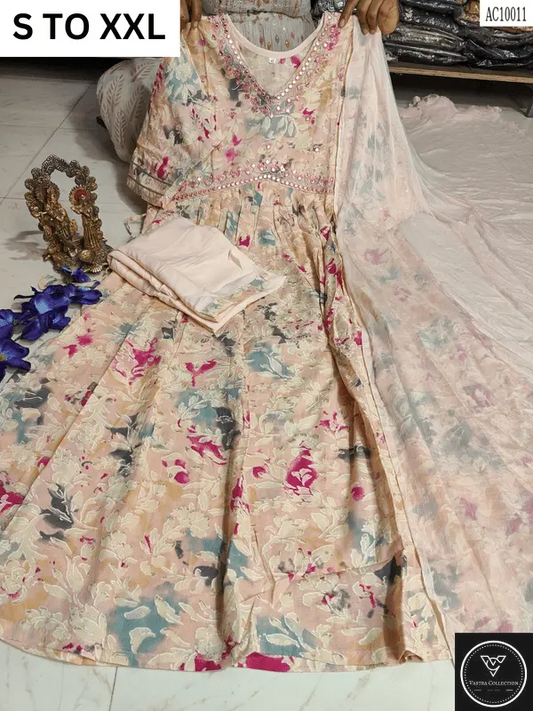 HEAVY ALIACUT KURTA PANT DUPATTA S TO XXL - DESIGN 12 - VASTRA COLLECTION