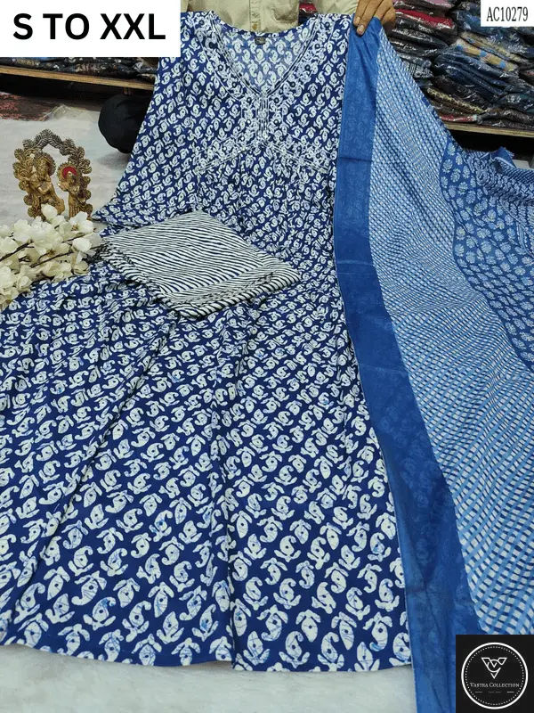 HEAVY ALIACUT KURTA PANT DUPATTA S TO XXL - DESIGN 14 - VASTRA COLLECTION