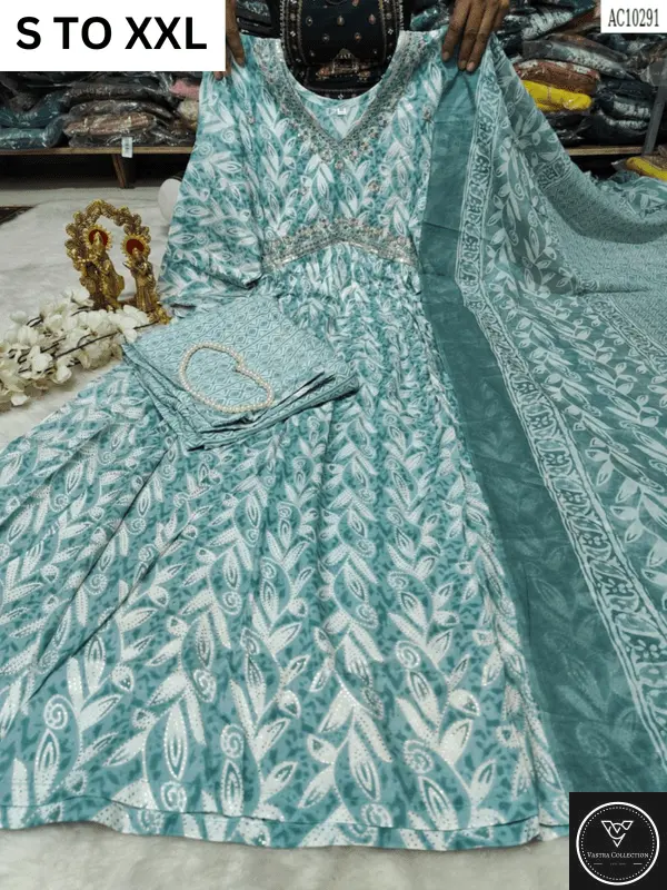 HEAVY ALIACUT KURTA PANT DUPATTA S TO XXL - DESIGN 15 - VASTRA COLLECTION