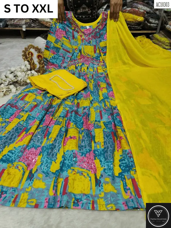 HEAVY ALIACUT KURTA PANT DUPATTA S TO XXL - DESIGN 37 - VASTRA COLLECTION