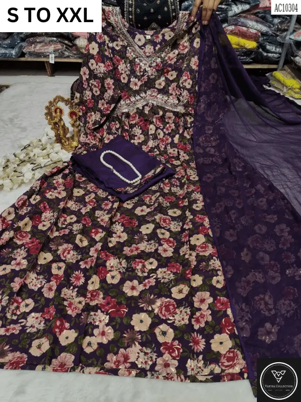 HEAVY ALIACUT KURTA PANT DUPATTA S TO XXL - DESIGN 40 - VASTRA COLLECTION