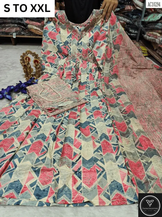 HEAVY ALIACUT KURTA PANT DUPATTA S TO XXL - DESIGN 43 - VASTRA COLLECTION