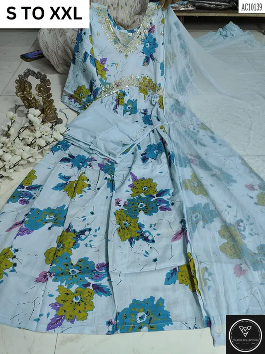 HEAVY ALIACUT KURTA PANT DUPATTA S TO XXL - DESIGN 47 - VASTRA COLLECTION