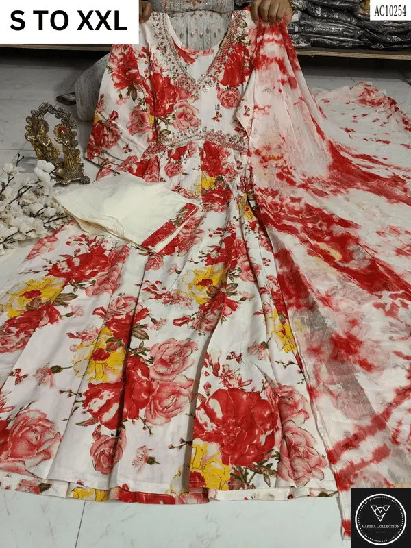 HEAVY ALIACUT KURTA PANT DUPATTA S TO XXL - DESIGN 50 - VASTRA COLLECTION