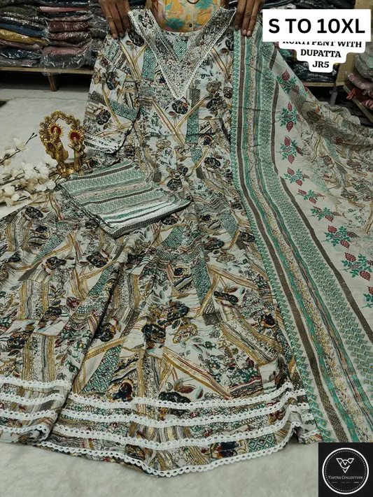 HEAVY ANARKALI KURTA PANT DUPATTA S TO 10XL - DESIGN 11 - VASTRA COLLECTION