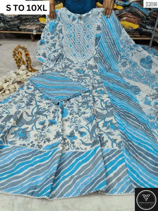 HEAVY ANARKALI KURTA PANT DUPATTA S TO 10XL - DESIGN 12 - VASTRA COLLECTION