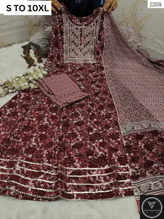 HEAVY ANARKALI KURTA PANT DUPATTA S TO 10XL - DESIGN 15 - VASTRA COLLECTION