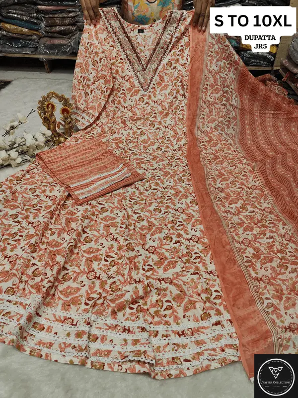 HEAVY ANARKALI KURTA PANT DUPATTA S TO 10XL - DESIGN 22 - VASTRA COLLECTION