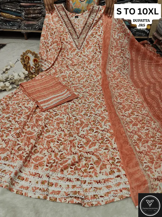 HEAVY ANARKALI KURTA PANT DUPATTA S TO 10XL - DESIGN 22 - VASTRA COLLECTION