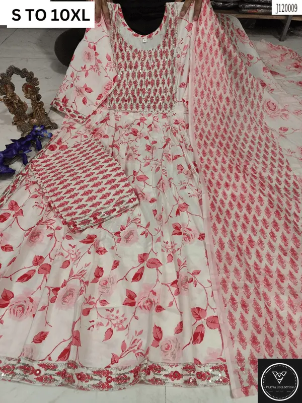 HEAVY ANARKALI KURTA PANT DUPATTA S TO 10XL - DESIGN 25 - VASTRA COLLECTION