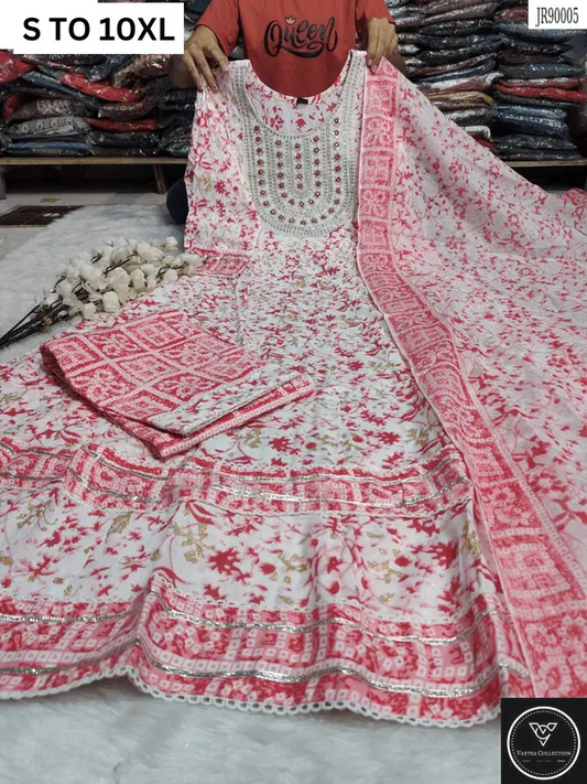 HEAVY ANARKALI KURTA PANT DUPATTA S TO 10XL - DESIGN 36 - VASTRA COLLECTION