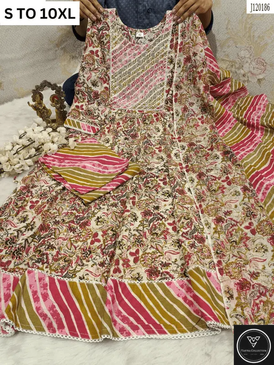 HEAVY ANARKALI KURTA PANT DUPATTA S TO 10XL - DESIGN 4 - VASTRA COLLECTION