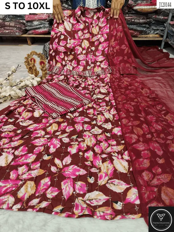 HEAVY ANARKALI KURTA PANT DUPATTA S TO 10XL - DESIGN 6 - VASTRA COLLECTION