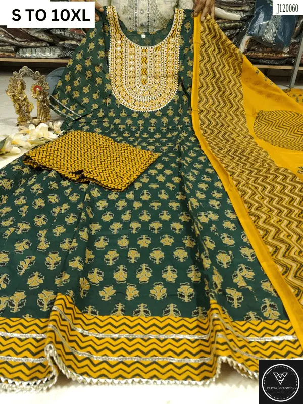 HEAVY ANARKALI KURTA PANT DUPATTA S TO 10XL - DESIGN 8 - VASTRA COLLECTION