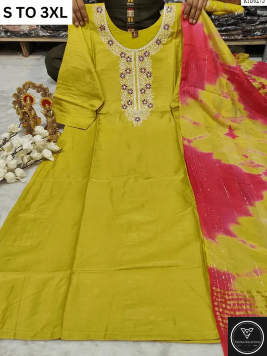 HEAVY MUSLIN COTTON SOFT KURTA DUPATTA S TO 3XL - DESIGN 10 - VASTRA COLLECTION