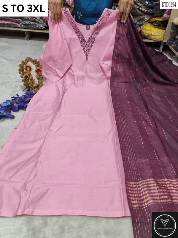 HEAVY MUSLIN COTTON SOFT KURTA DUPATTA S TO 3XL - DESIGN 18 - VASTRA COLLECTION