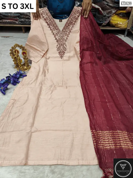 HEAVY MUSLIN COTTON SOFT KURTA DUPATTA S TO 3XL - DESIGN 19 - VASTRA COLLECTION