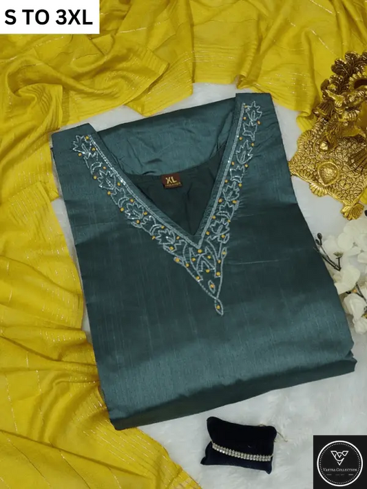 HEAVY MUSLIN COTTON SOFT KURTA DUPATTA S TO 3XL - DESIGN 22 - VASTRA COLLECTION