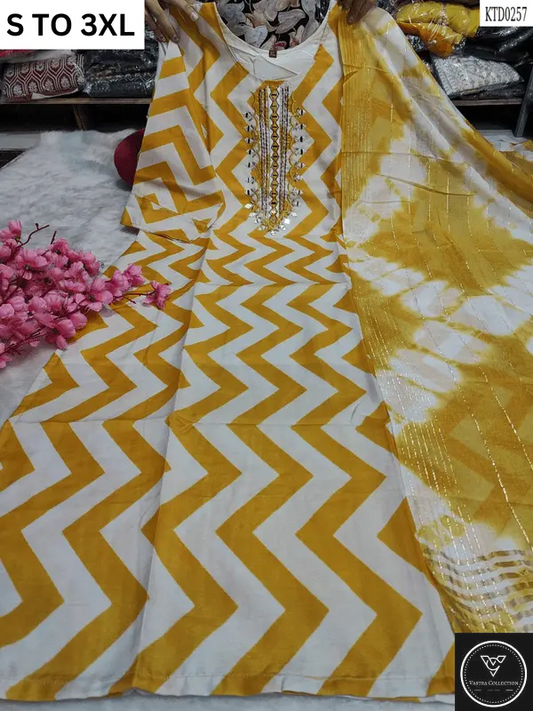 HEAVY MUSLIN COTTON SOFT KURTA DUPATTA S TO 3XL - DESIGN 27 - VASTRA COLLECTION