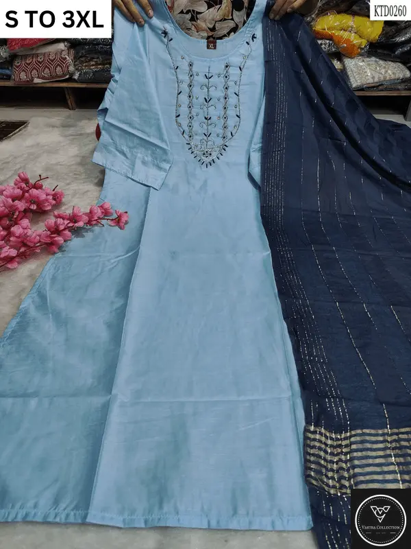 HEAVY MUSLIN COTTON SOFT KURTA DUPATTA S TO 3XL - DESIGN 29 - VASTRA COLLECTION