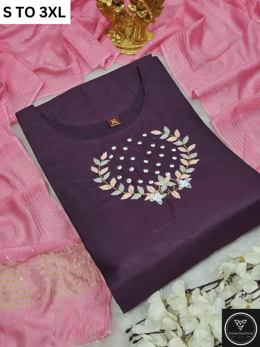 HEAVY MUSLIN COTTON SOFT KURTA DUPATTA S TO 3XL - DESIGN 30 - VASTRA COLLECTION