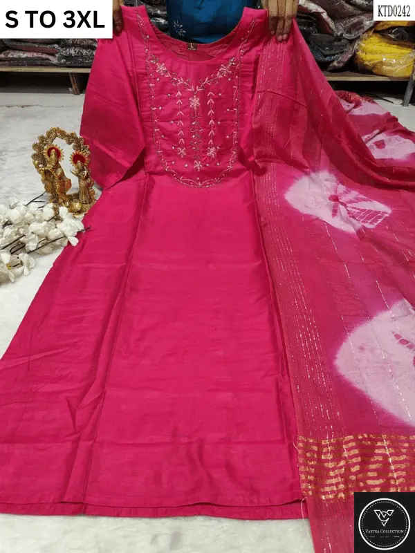 HEAVY MUSLIN COTTON SOFT KURTA DUPATTA S TO 3XL - DESIGN 32 - VASTRA COLLECTION