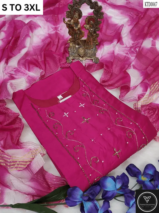 HEAVY MUSLIN COTTON SOFT KURTA DUPATTA S TO 3XL - DESIGN 35 - VASTRA COLLECTION