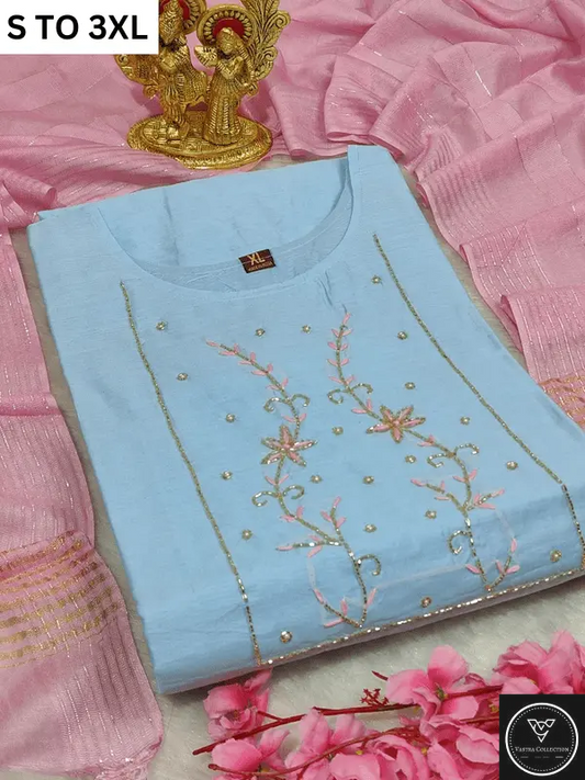 HEAVY MUSLIN COTTON SOFT KURTA DUPATTA S TO 3XL - DESIGN 38 - VASTRA COLLECTION