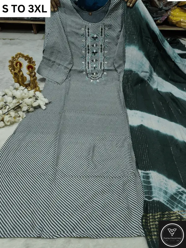 HEAVY MUSLIN COTTON SOFT KURTA DUPATTA S TO 3XL - DESIGN 40 - VASTRA COLLECTION