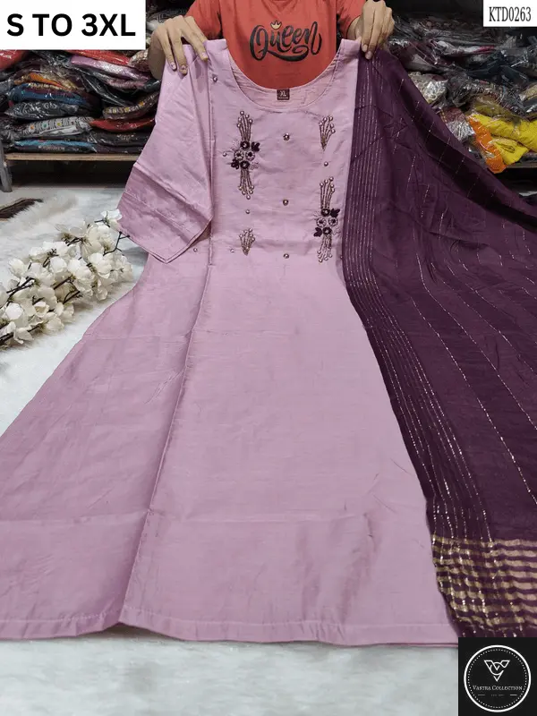 HEAVY MUSLIN COTTON SOFT KURTA DUPATTA S TO 3XL - DESIGN 43 - VASTRA COLLECTION