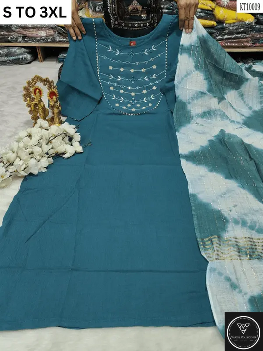 HEAVY MUSLIN COTTON SOFT KURTA DUPATTA S TO 3XL - DESIGN 44 - VASTRA COLLECTION