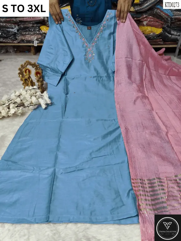 HEAVY MUSLIN COTTON SOFT KURTA DUPATTA S TO 3XL - DESIGN 45 - VASTRA COLLECTION