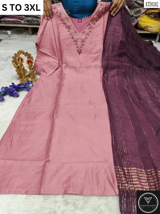 HEAVY MUSLIN COTTON SOFT KURTA DUPATTA S TO 3XL - DESIGN 47 - VASTRA COLLECTION