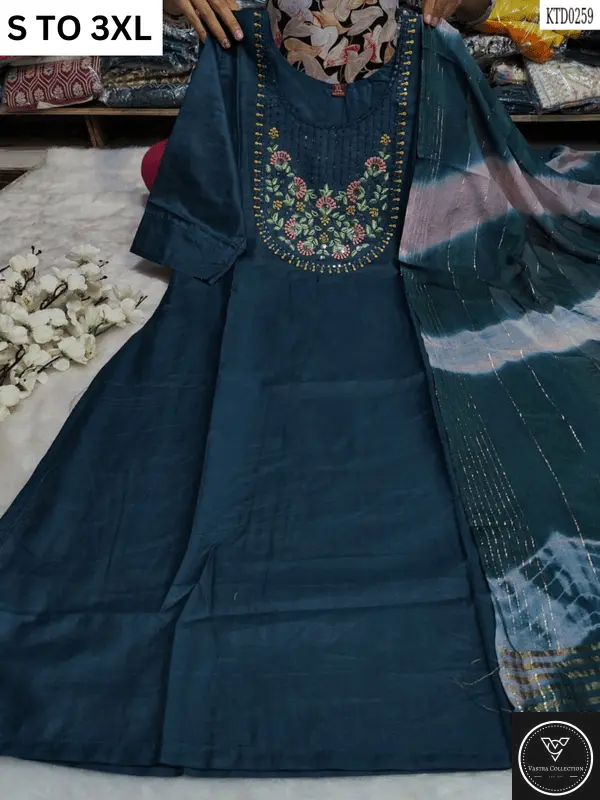 HEAVY MUSLIN COTTON SOFT KURTA DUPATTA S TO 3XL - DESIGN 9 - VASTRA COLLECTION