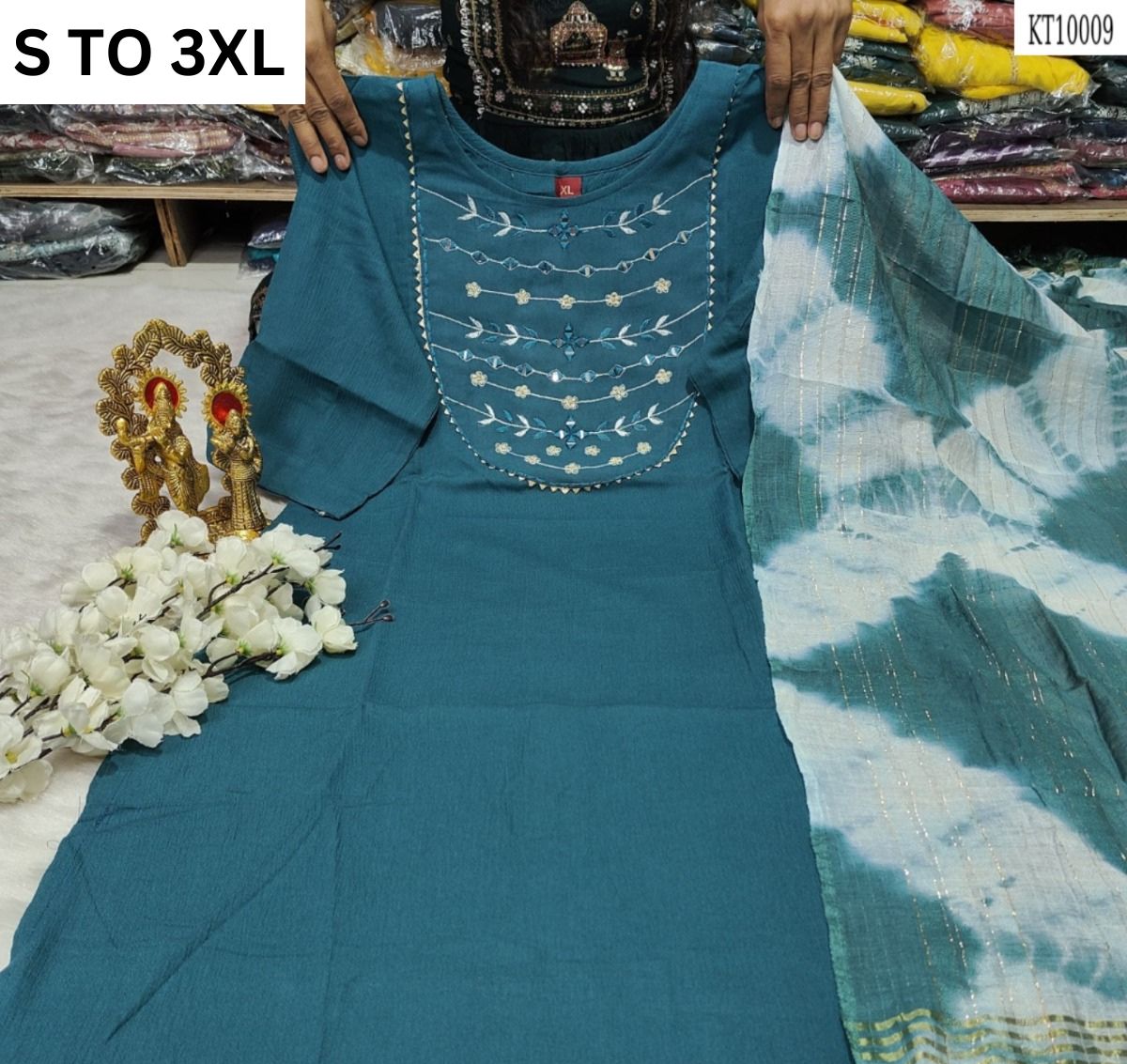 HEAVY MUSLIN KURTA DUPATTA S TO 3XL - VASTRA COLLECTION