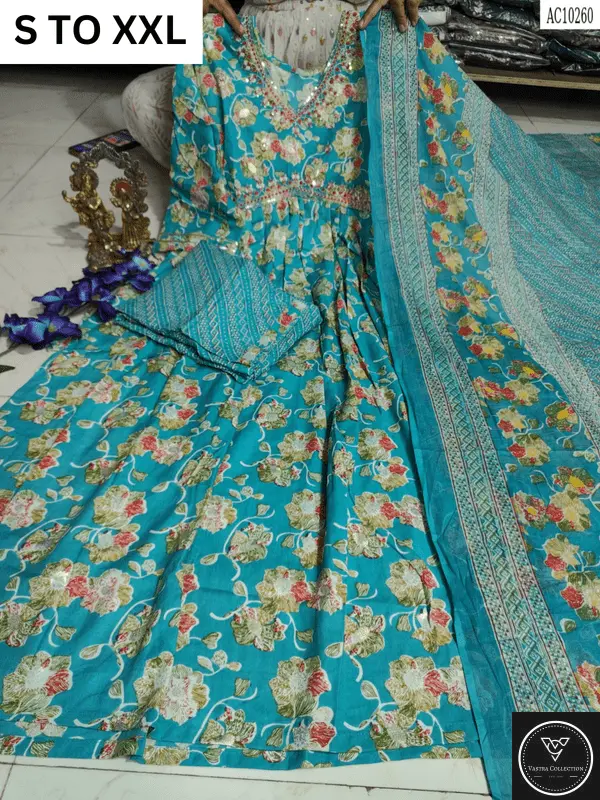 HEAVY ALIACUT KURTA PANT DUPATTA S TO XXL - DESIGN 13 - VASTRA COLLECTION