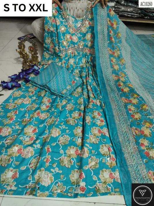 HEAVY ALIACUT KURTA PANT DUPATTA S TO XXL - DESIGN 13 - VASTRA COLLECTION