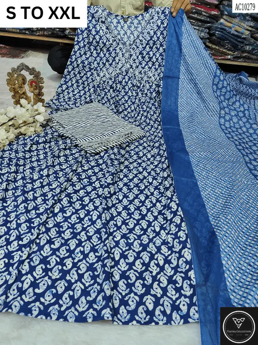 HEAVY ALIACUT KURTA PANT DUPATTA S TO XXL - DESIGN 14 - VASTRA COLLECTION