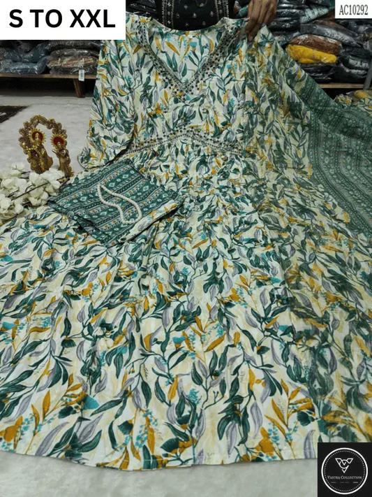 HEAVY ALIACUT KURTA PANT DUPATTA S TO XXL - DESIGN 17 - VASTRA COLLECTION