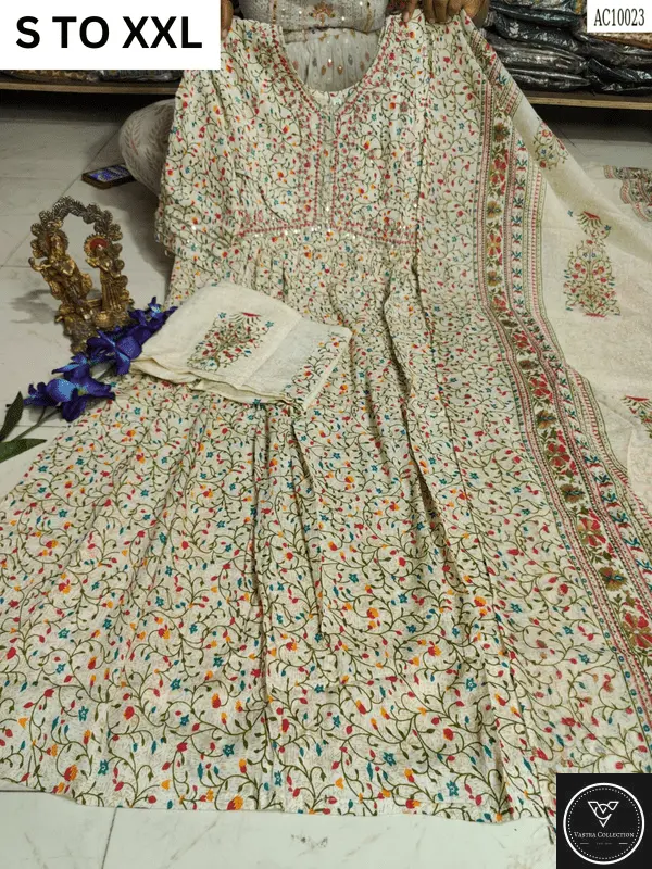 HEAVY ALIACUT KURTA PANT DUPATTA S TO XXL - DESIGN 2 - VASTRA COLLECTION