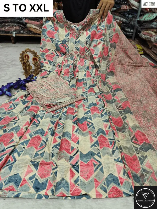 HEAVY ALIACUT KURTA PANT DUPATTA S TO XXL - DESIGN 43 - VASTRA COLLECTION