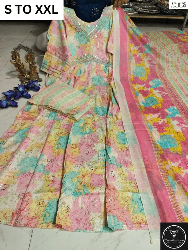 HEAVY ALIACUT KURTA PANT DUPATTA S TO XXL - DESIGN 46 - VASTRA COLLECTION