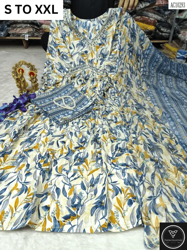 HEAVY ALIACUT KURTA PANT DUPATTA S TO XXL - DESIGN 57 - VASTRA COLLECTION