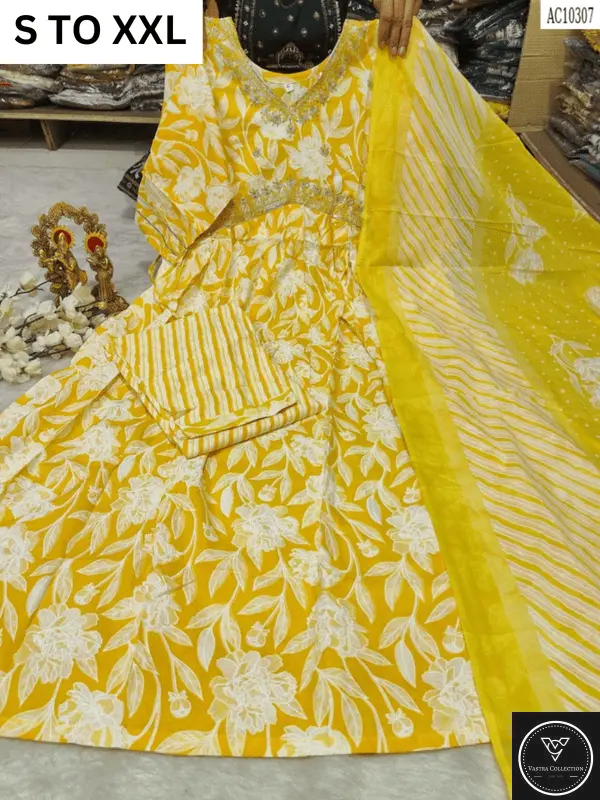 HEAVY ALIACUT KURTA PANT DUPATTA S TO XXL - DESIGN 8 - VASTRA COLLECTION