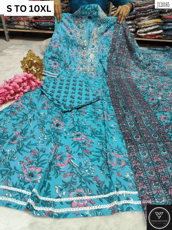 HEAVY ANARKALI KURTA PANT DUPATTA S TO 10XL - DESIGN 10 - VASTRA COLLECTION