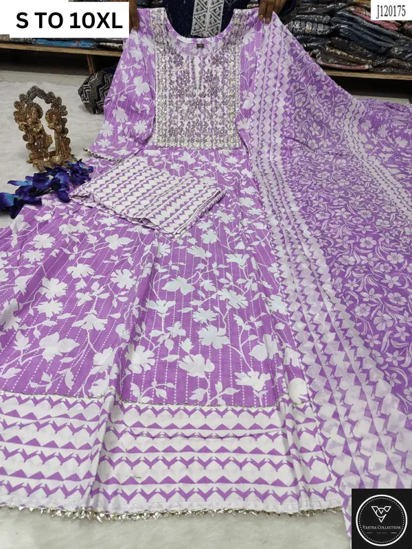 HEAVY ANARKALI KURTA PANT DUPATTA S TO 10XL - DESIGN 13 - VASTRA COLLECTION