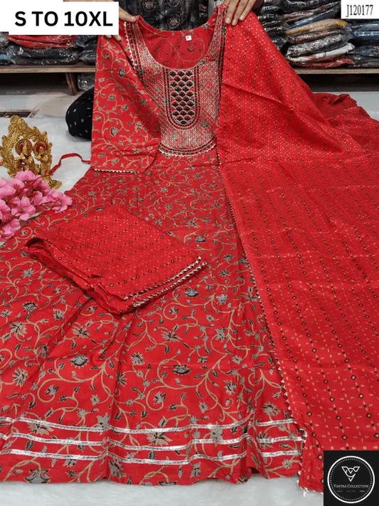 HEAVY ANARKALI KURTA PANT DUPATTA S TO 10XL - DESIGN 14 - VASTRA COLLECTION