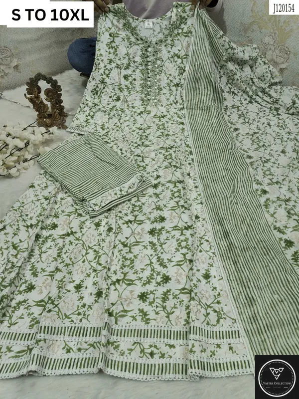 HEAVY ANARKALI KURTA PANT DUPATTA S TO 10XL - DESIGN 17 - VASTRA COLLECTION